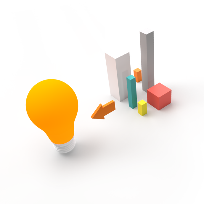 Graph pointing at lightbulb