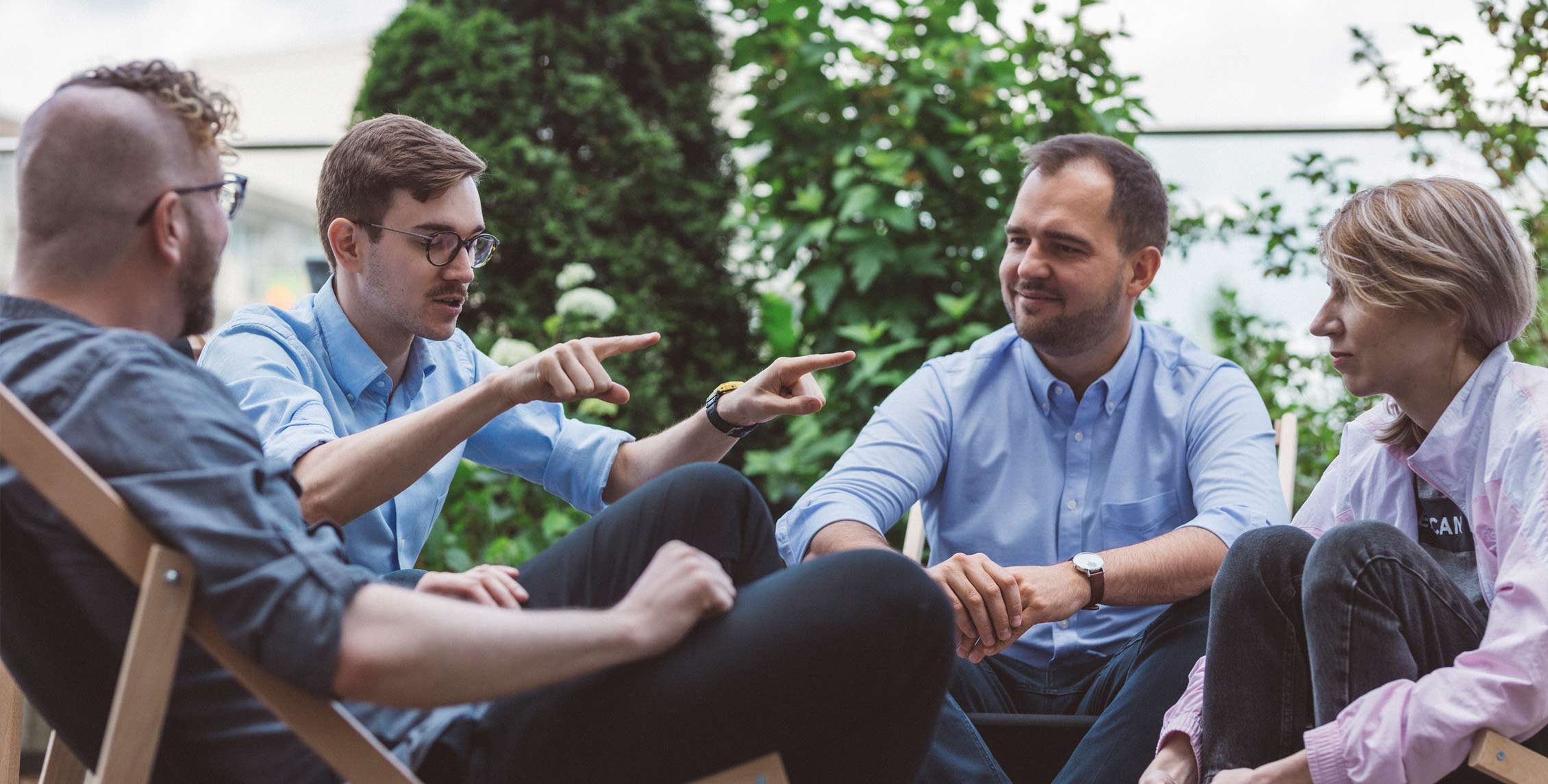 Two men discussing