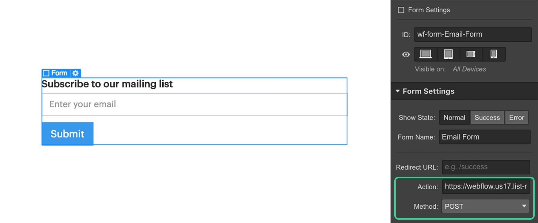 Connect your Webflow form to a Mailchimp list