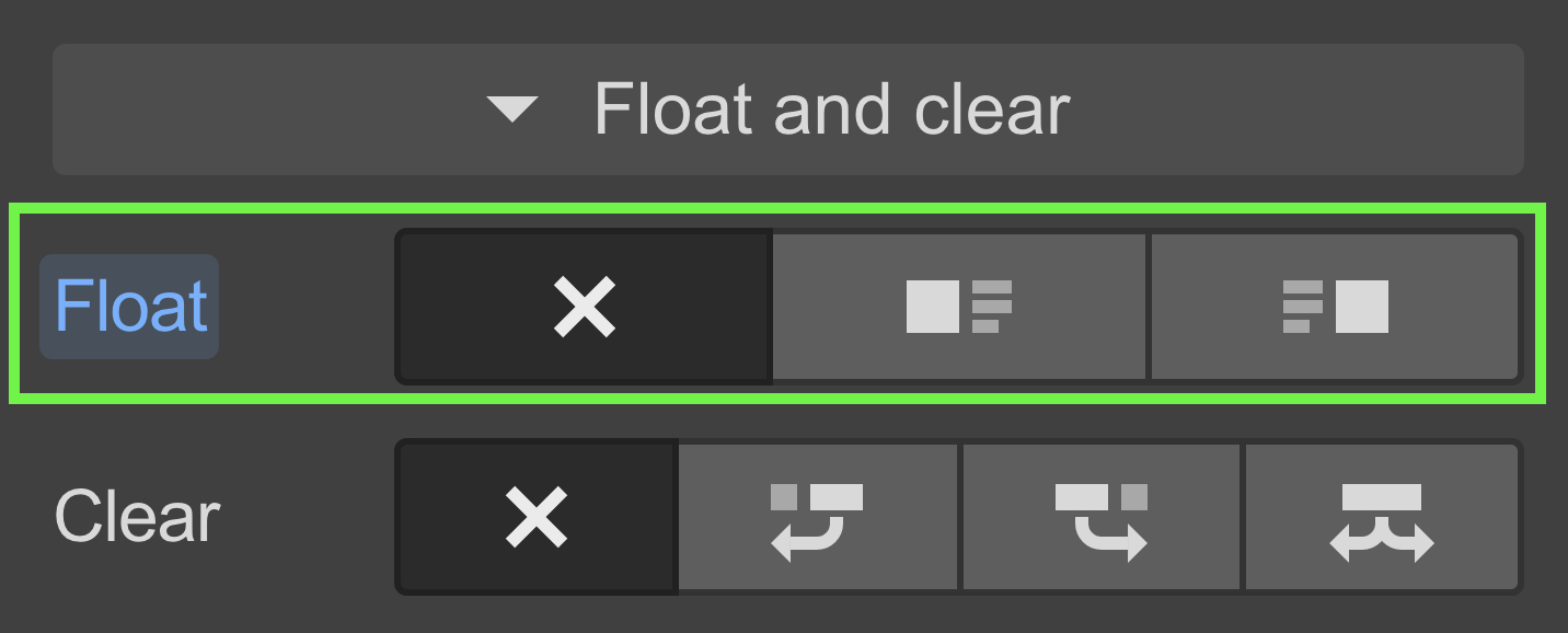 Position, floats and clear settings flow University