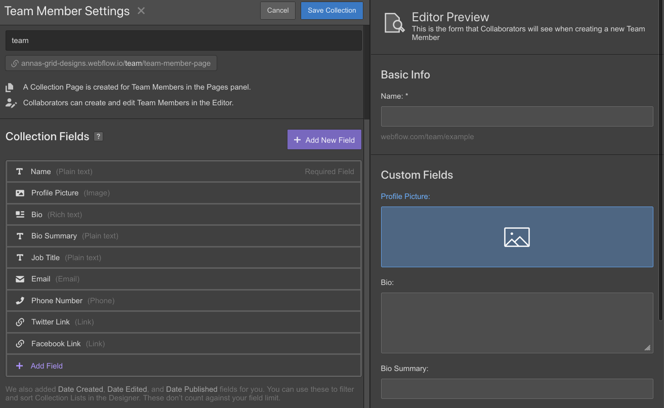Collection fields | Webflow University