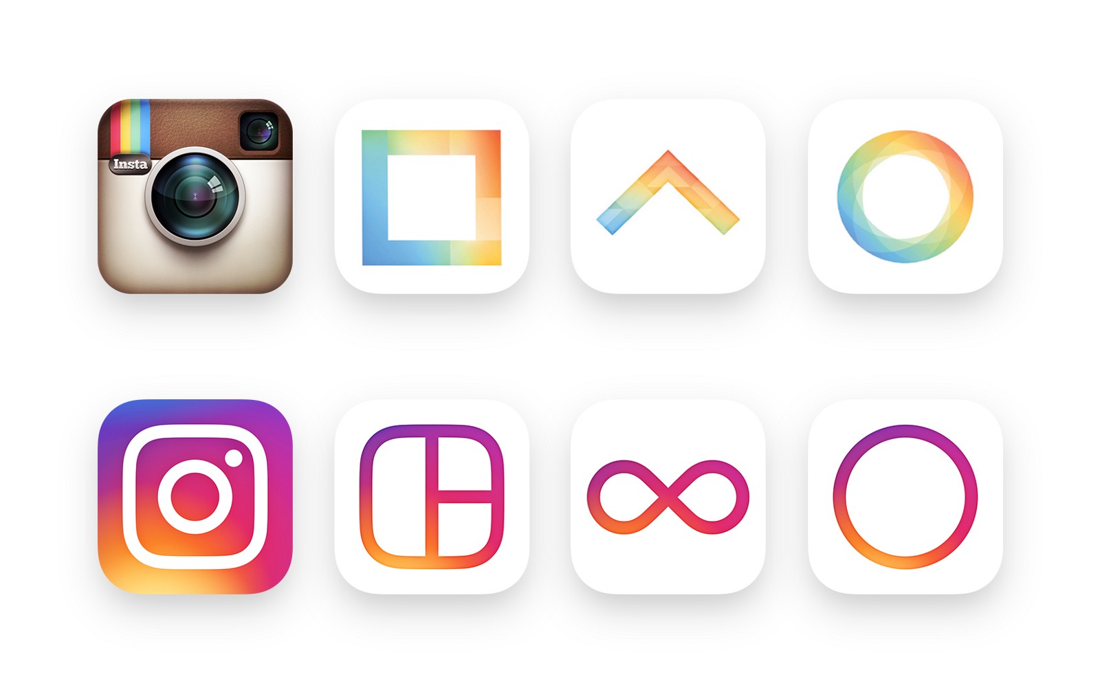 Comparison of Instagram icons before and after redesign