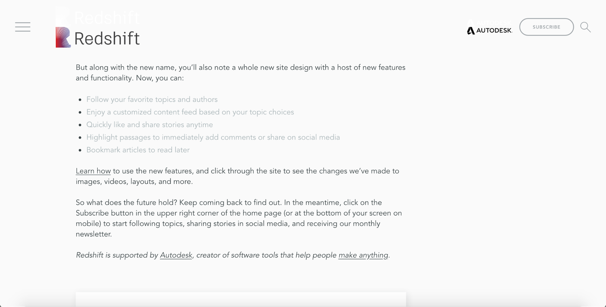 Redshift blog's customization options
