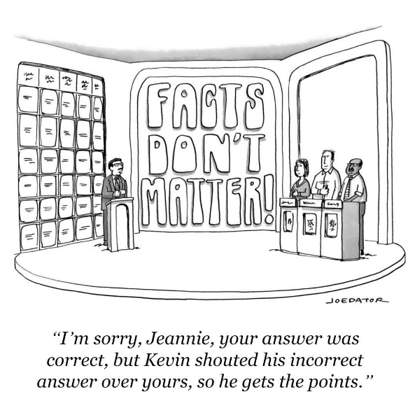 "I'm sorry, Jeanne, your answer was correct, but Kevin shouted his incorrect answer over yours, so he gets the points."