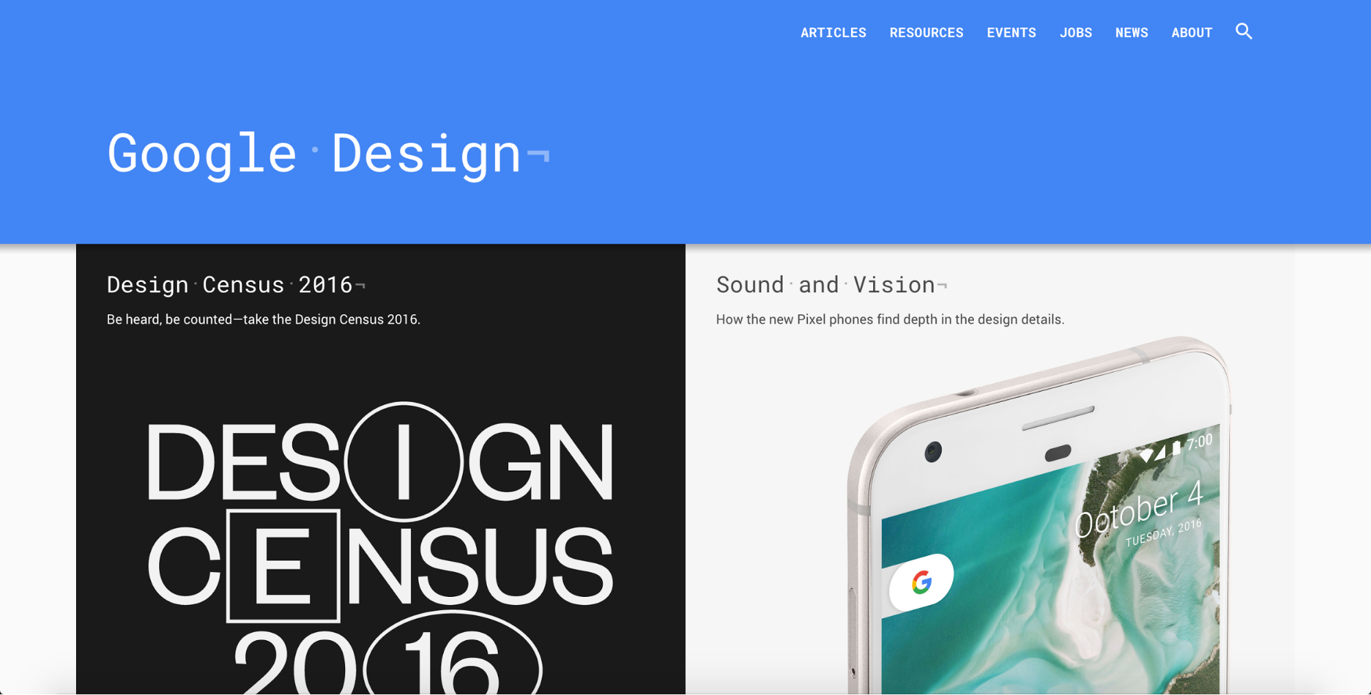 Google Design homepage