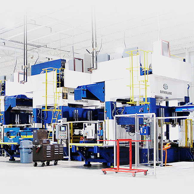 Sutherland’s servo forming hydraulic presses offer outstanding energy efficiency compared to similar mechanical presses. Learn more about servo presses.