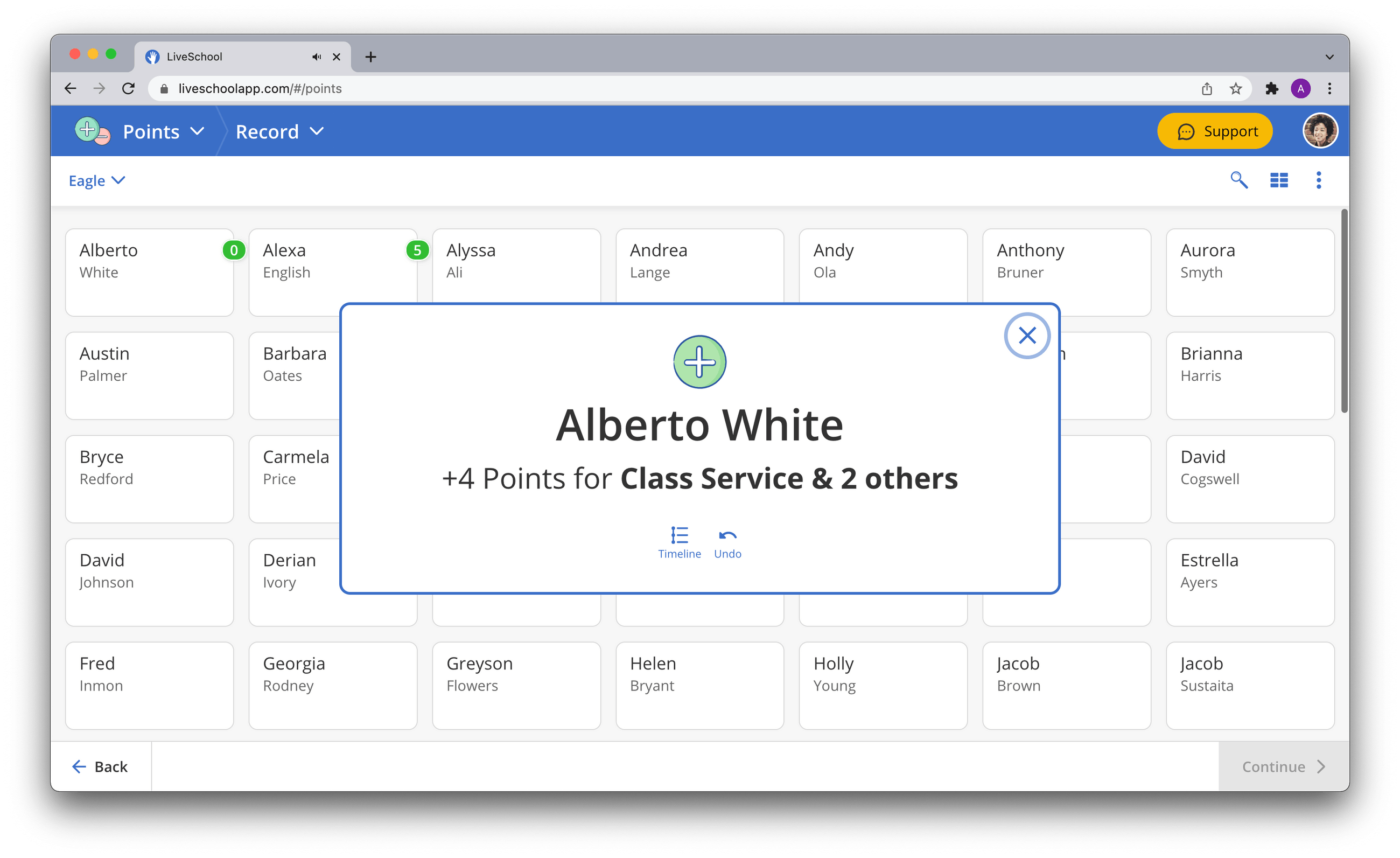 House Points LiveSchool