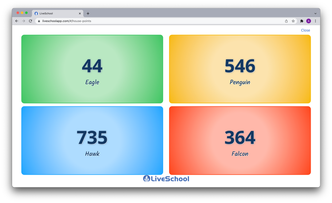 House Points LiveSchool