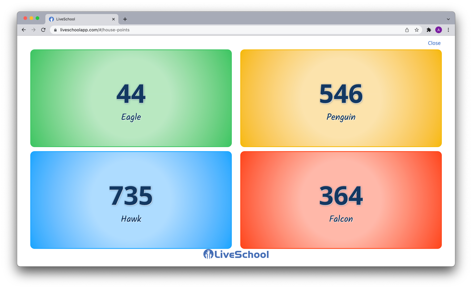 House Points LiveSchool