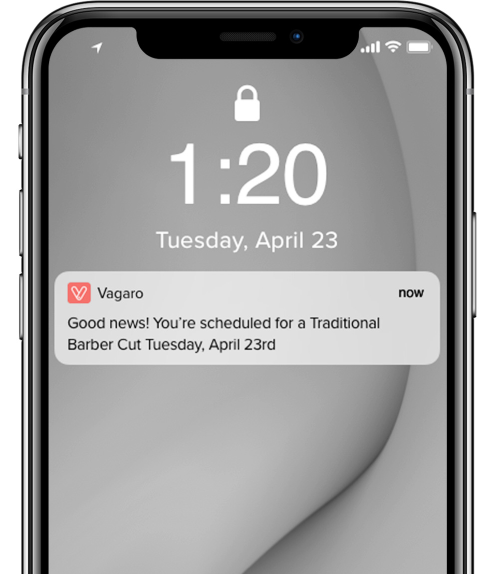 Vagaro Notifications via Email, Text or Push