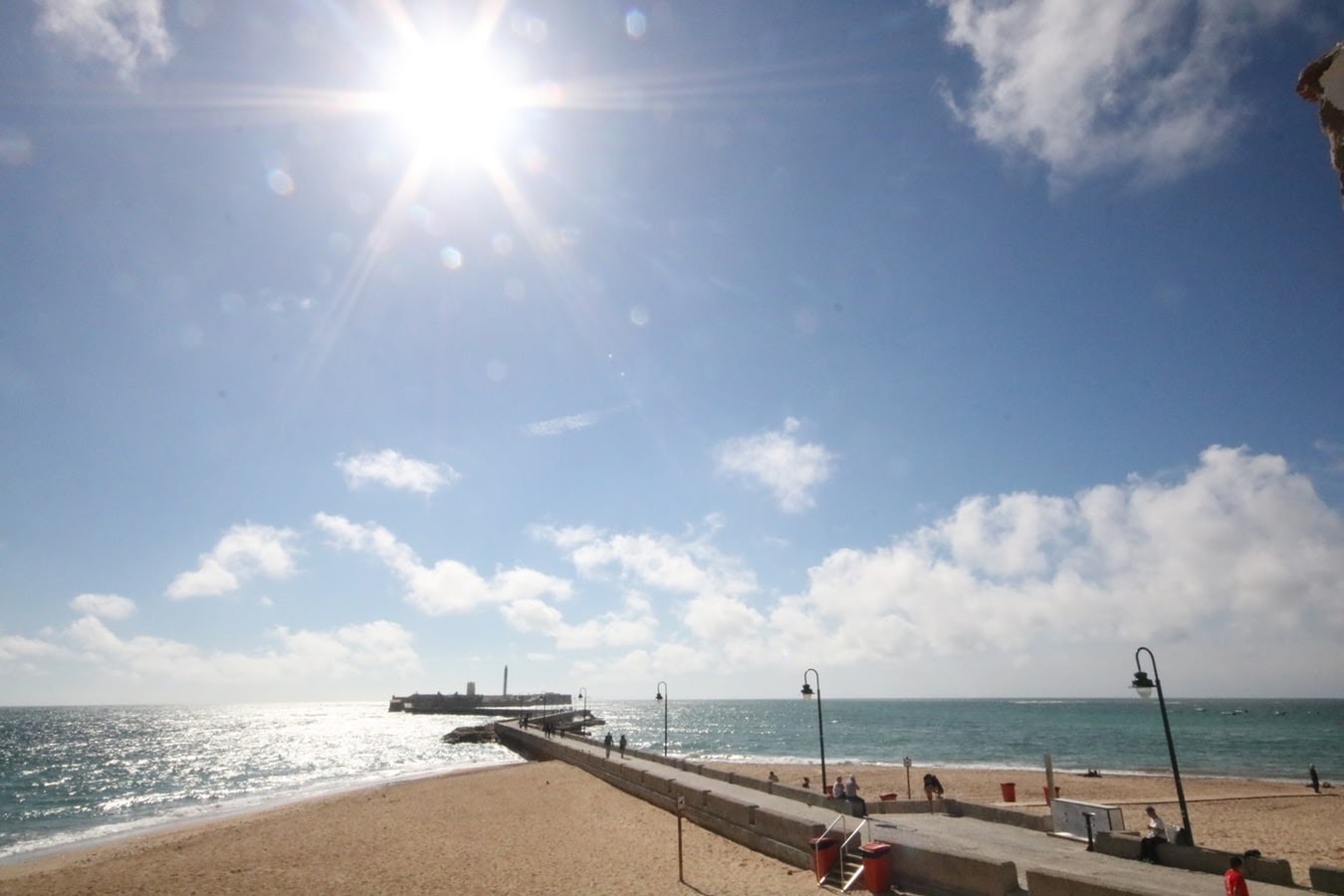 A sunny day at the beach boardwalk at Cadiz