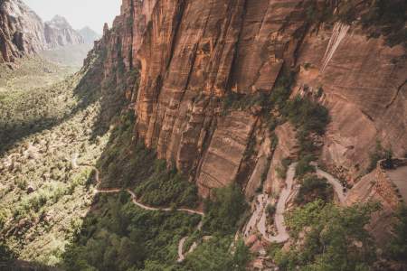 Angel Landing hiking trail aerial view