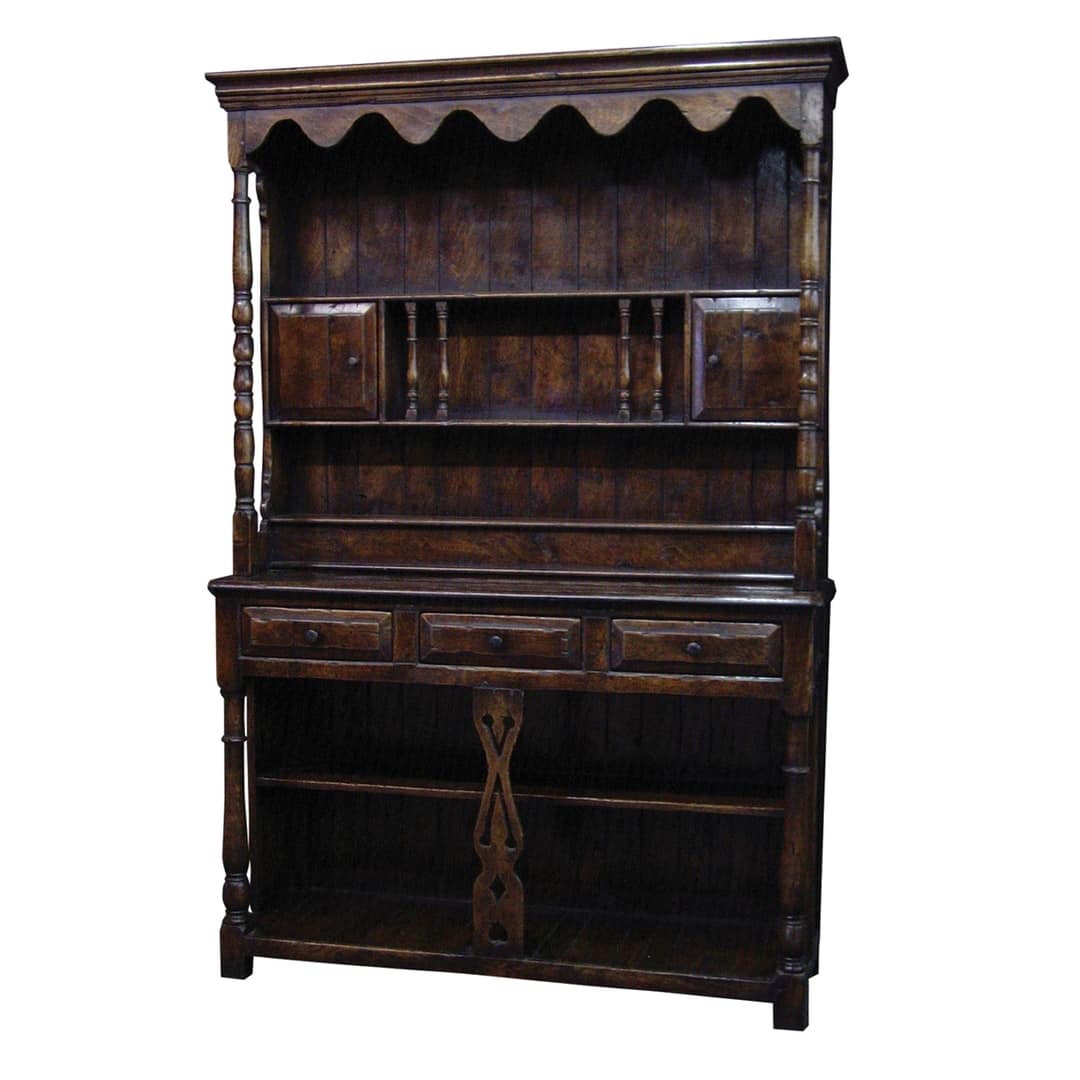 Rustic Oak finish 3 drawer dresser base with straight legs