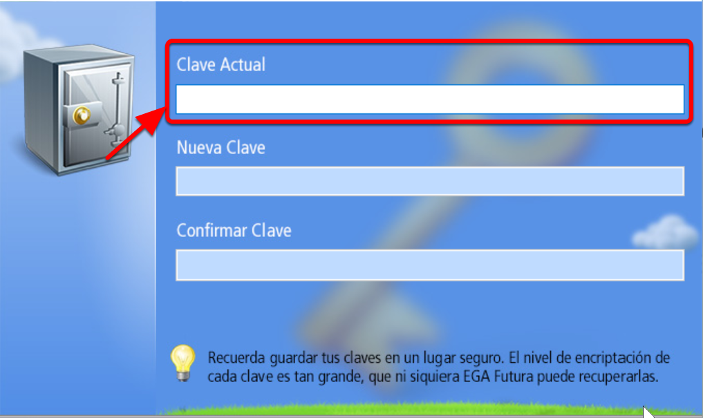Ingresar la Clave actual para poder modificarla