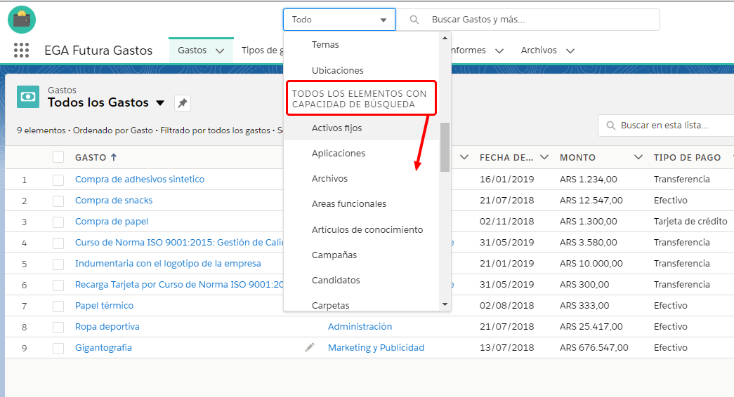 Búsqueda en la Plataforma EGA Futura