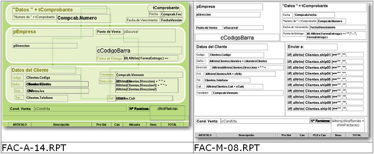 Encabezado de dos diseños de facturas diferentes