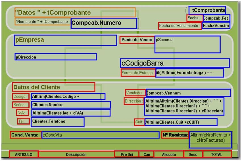 Texto fijo, varia y mixto de un reporte