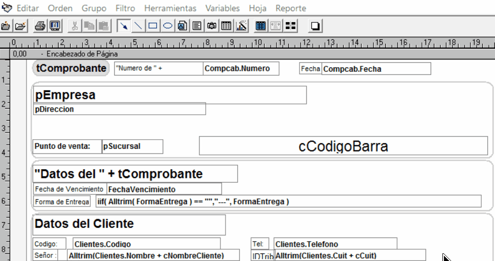 Configuracion del formato de hoja de la factura del CRM