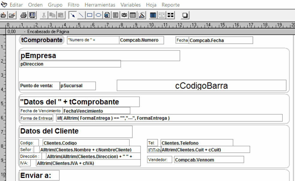 Acceso a las propiedades del reporte