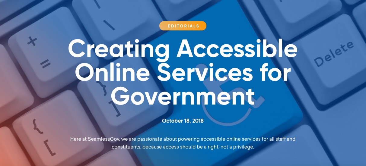 Editorial: Creating Accessible Online Services for Government