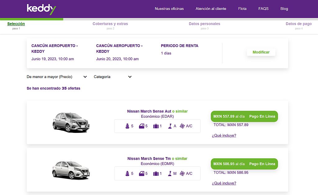 Keddy Car Rentals in Cancun