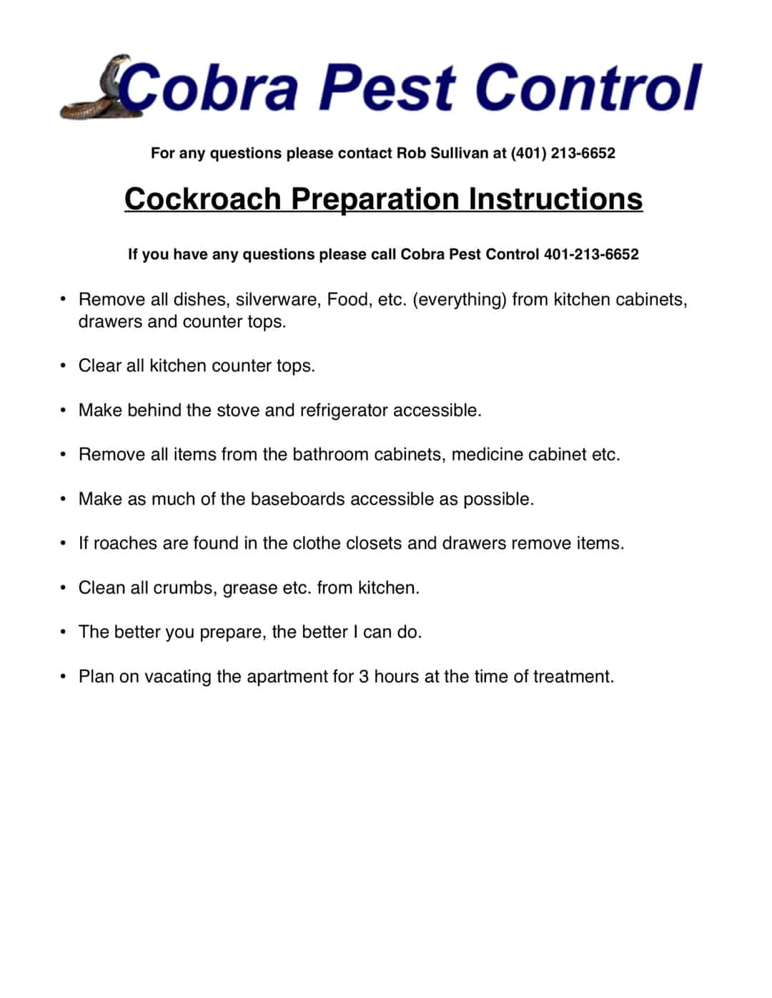 Preparation Sheets