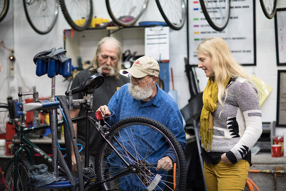 Through all the struggles that come with a start-up nonprofit and through those lean years not taking a salary, Barger stayed focused on her mission because of the incredible people she met and the results she saw in the lives that were transformed through cycling transportation. (Photo: Valerie Grant)