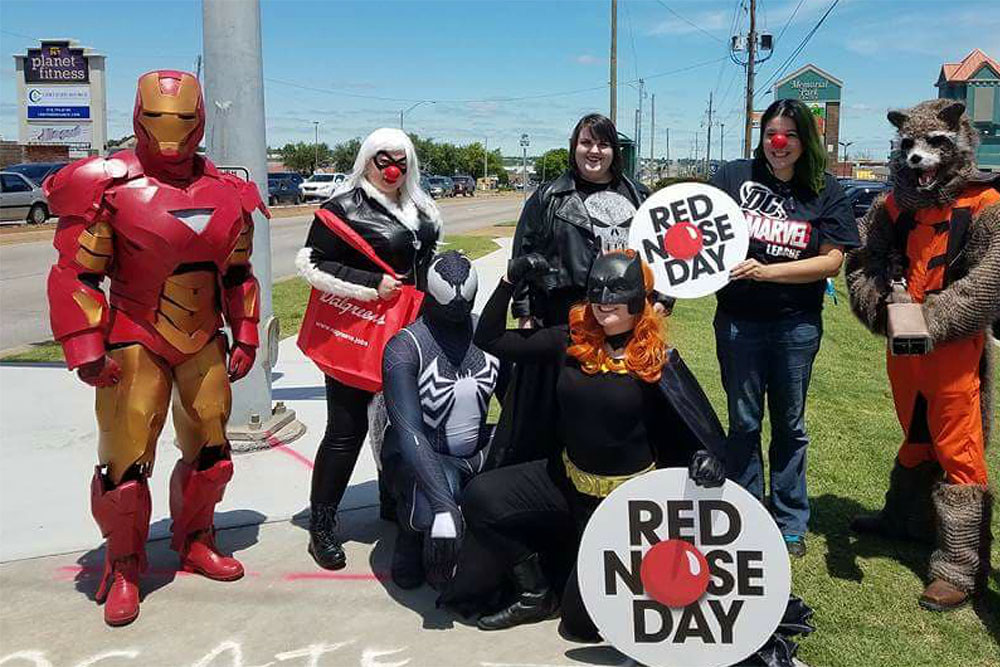 Members of the DC Marvel League supported Walgreens' Red Nose Day. (Photo: DC Marvel League)
