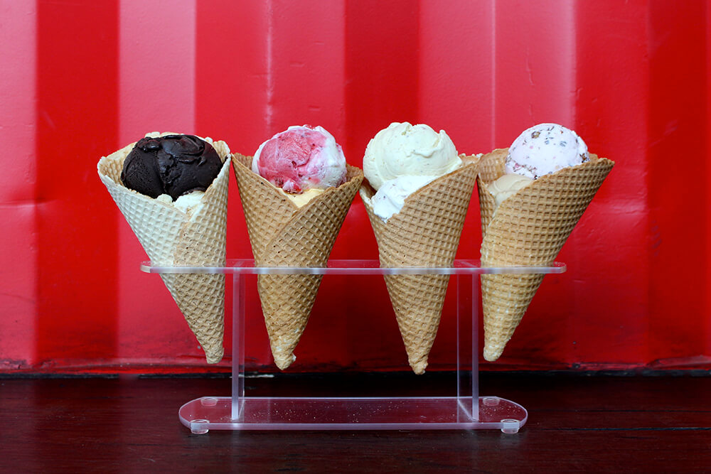 Like most Boxyard merchants, Rose Rock Microcreamery is a cozy space, but the decor reminds many of an old-fashioned ice cream parlor. (Photo: Chelsi Fisher)