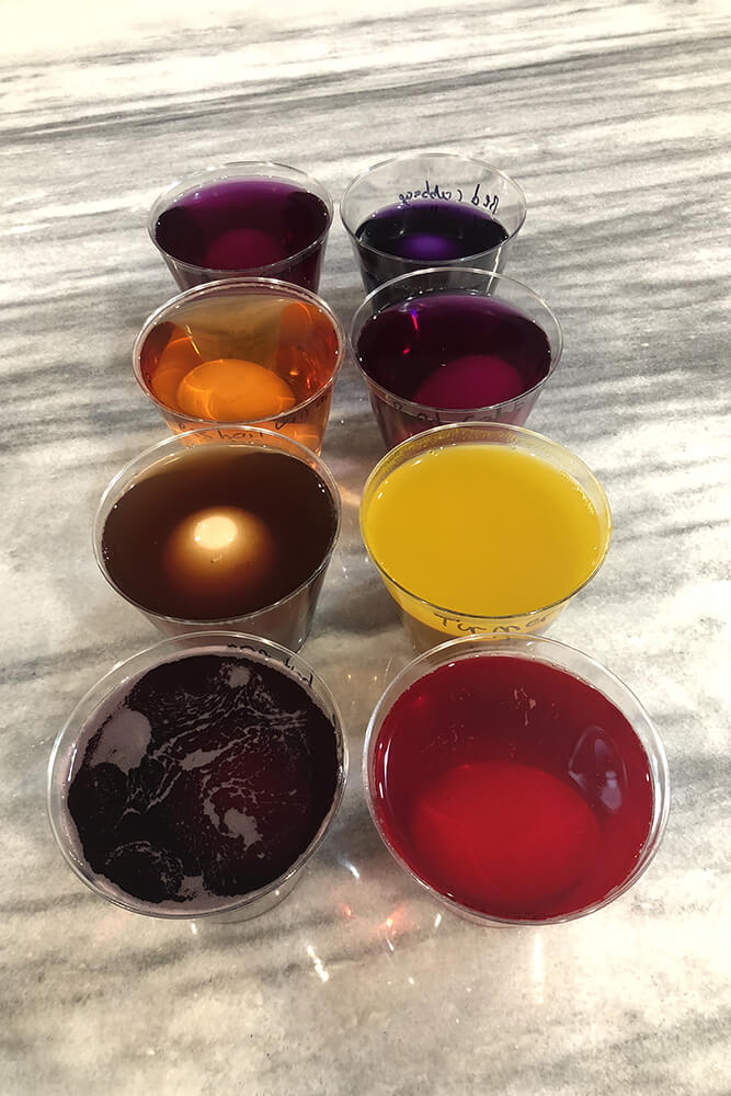The downside to natural dyes is it takes forever for the color to really take; many even need to soak overnight.