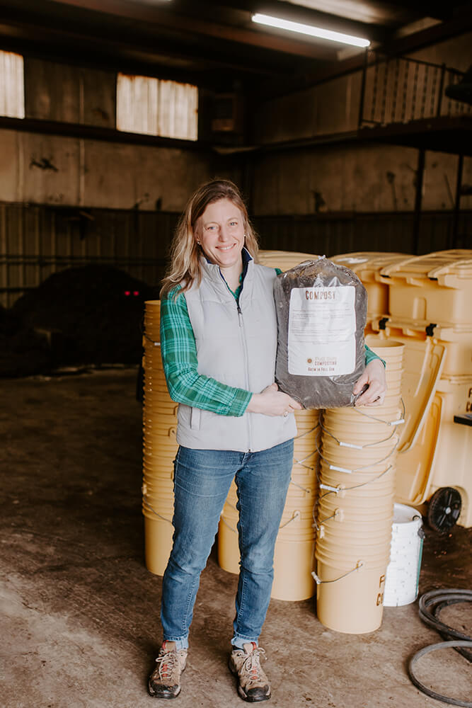Natalie Mallory of Full Sun Composting, an artisan composting company that processes and manufactures compost from local food waste, says the key to a healthy and productive garden is the amount of organic matter in the soil. (Photo: Sarah Eliza Roberts)
