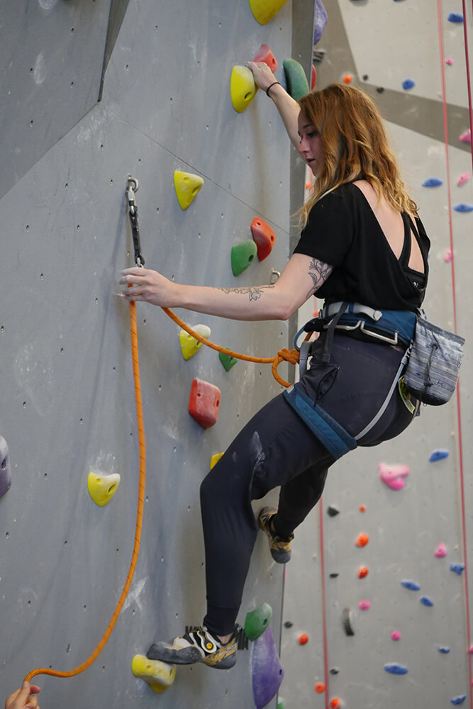 Hannah Mosier likes technical climbing, where it’s not so much about your power or your strength; it’s more about your footwork and your technique. (Photo: Marc Rains)