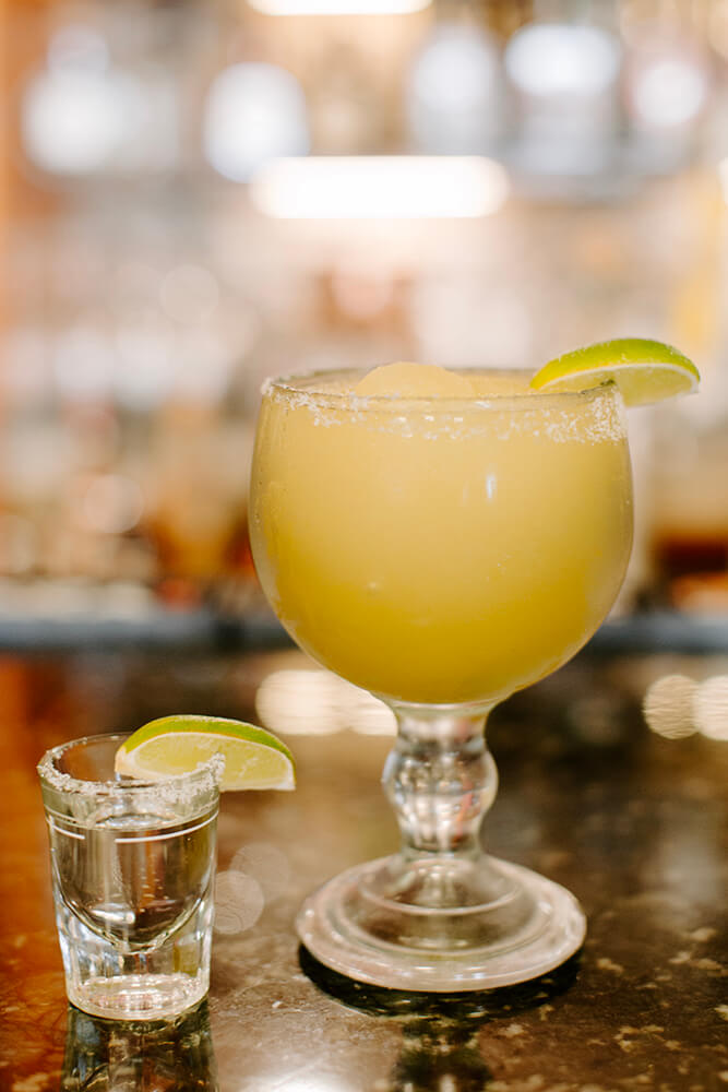 Besides a very nice selection of beers, tequila, and mezcal, there are tropical drinks and margaritas. On the rocks or frozen, the margaritas provide a tangy, sweet, or sour accompaniment to your meal. (Photo: Sarah Eliza Roberts)