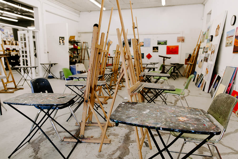 Ziegler loves having artists in the building, whether creating in the open studio space or teaching others the art of watercolor, oil painting, drawing, and more. (Photo: Sarah Eliza Roberts)