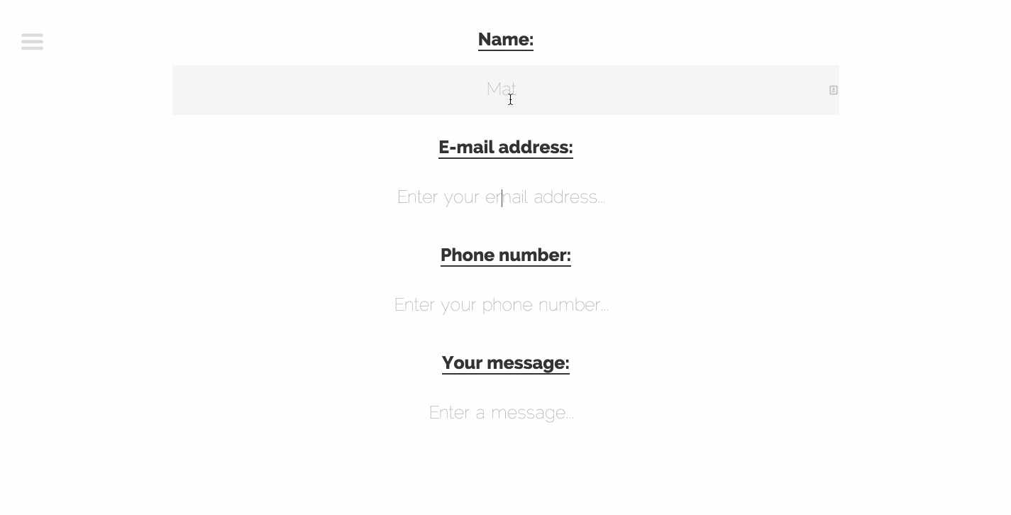 Input boxes appear on focus