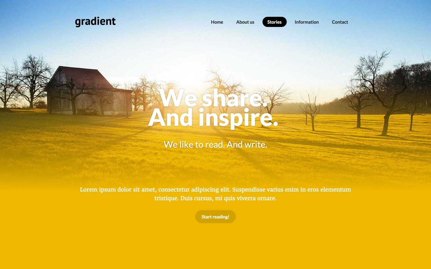 Gradient photography website template