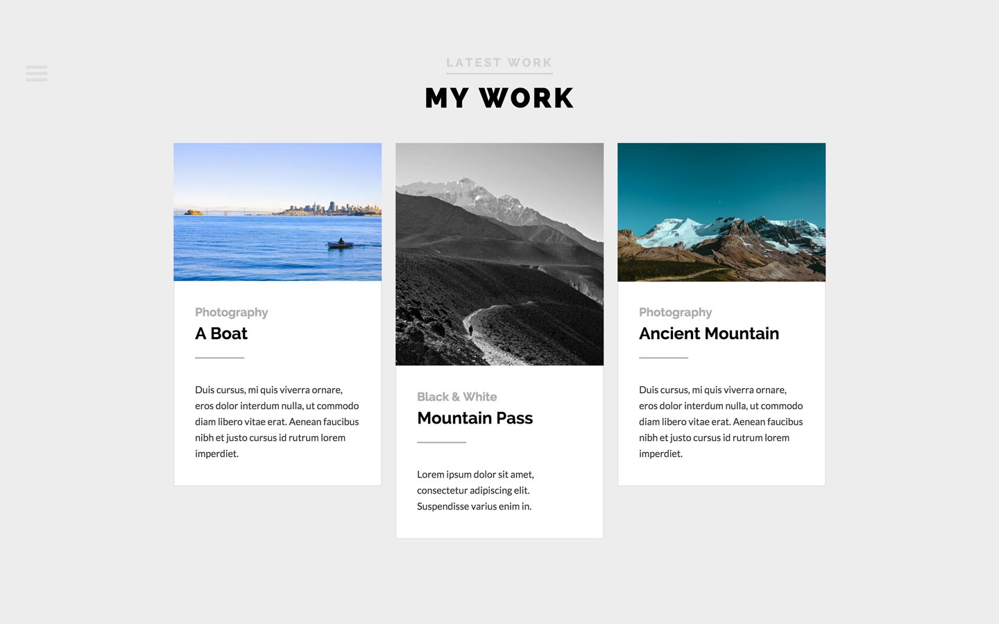 Left Handed photography portfolio website template