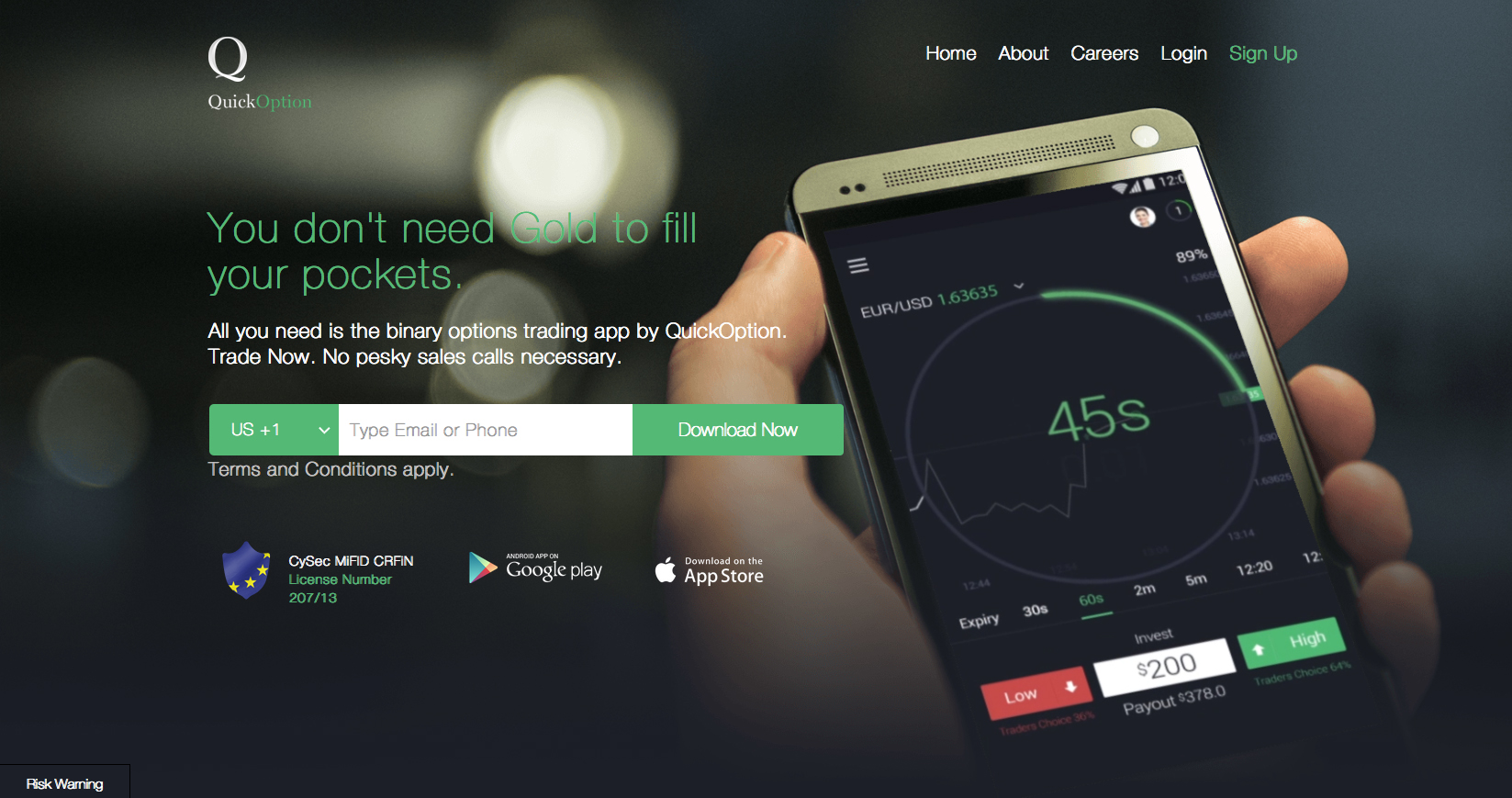 Quick Option app website