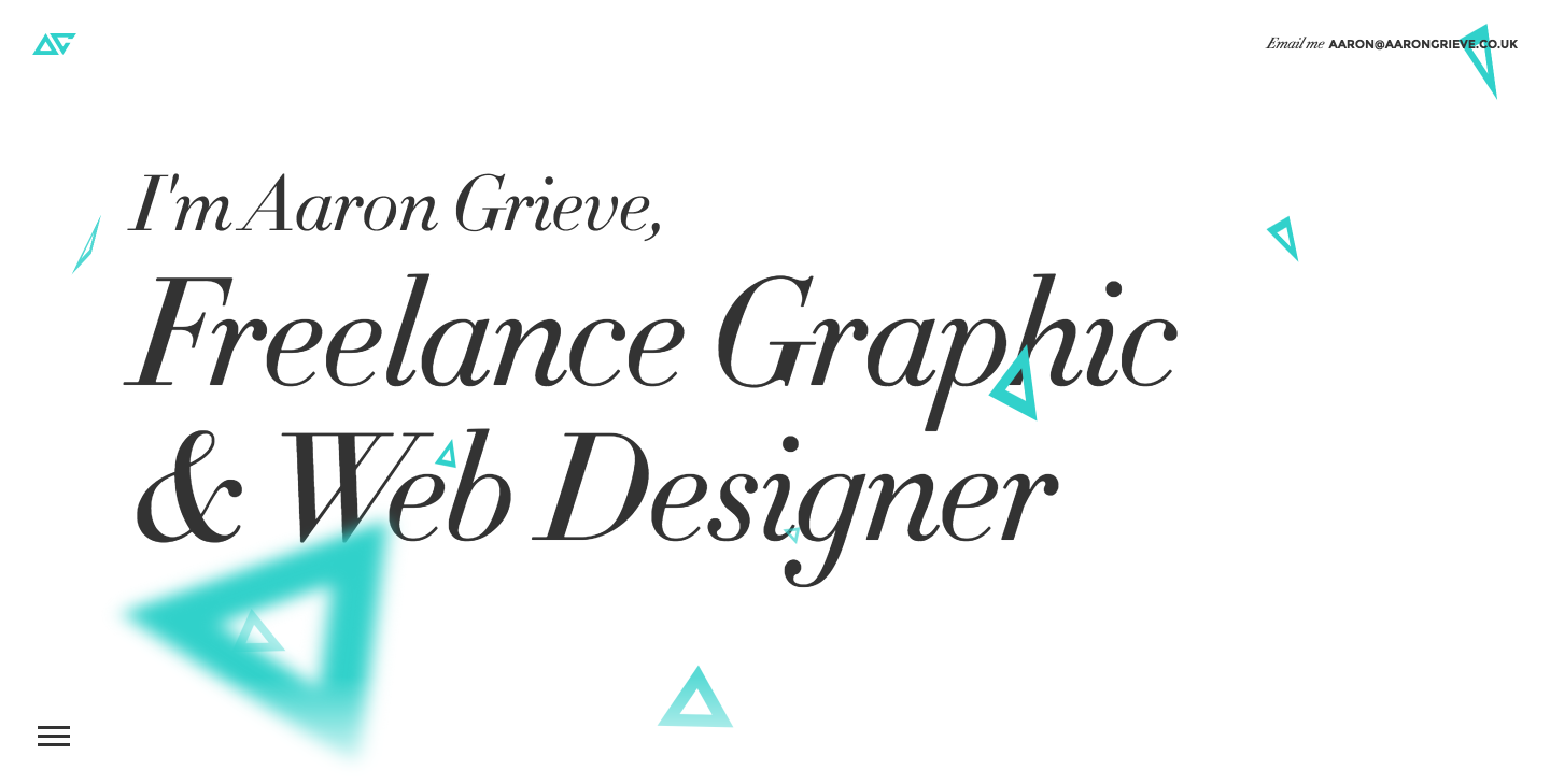 Aaron Grieve's portfolio website homepage