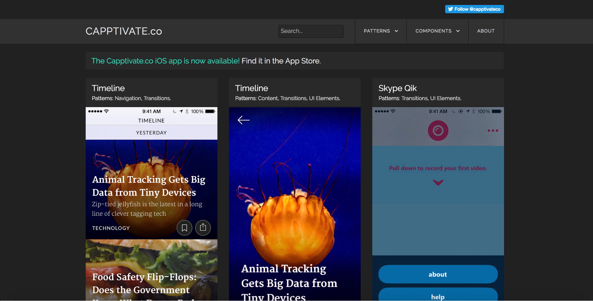 Capptivate mobile design inspiration site