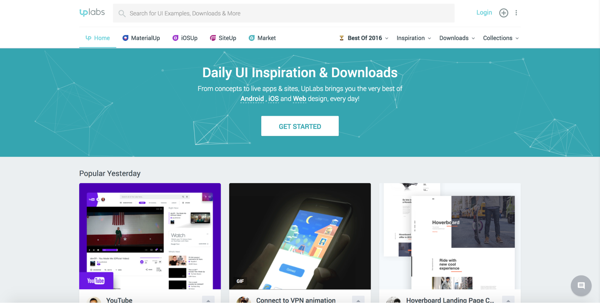 Uplabs inspiration website homepage