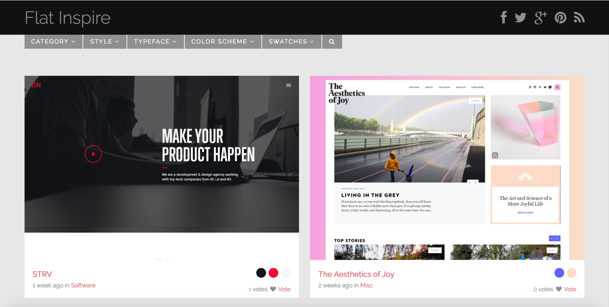 Flat Inspire curated web design site