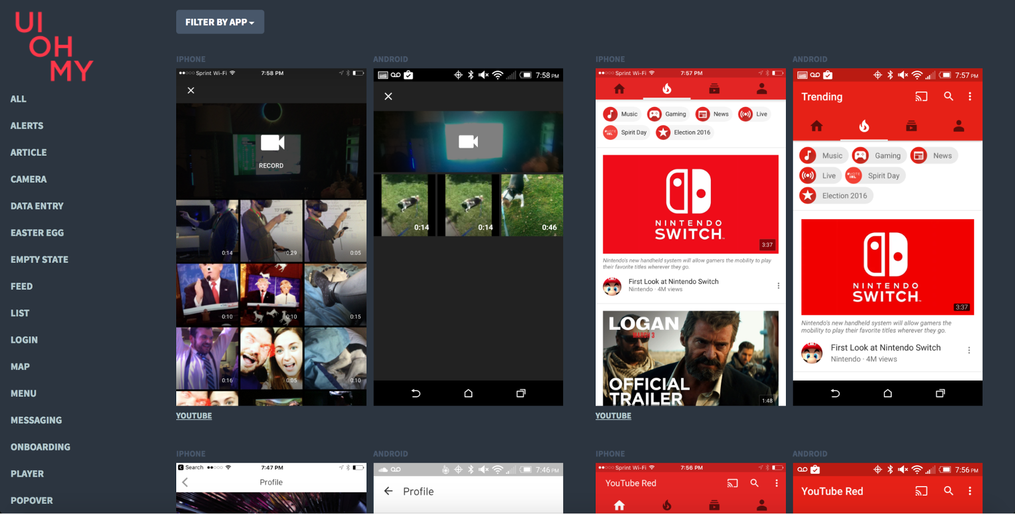 UI OH MY mobile app design site