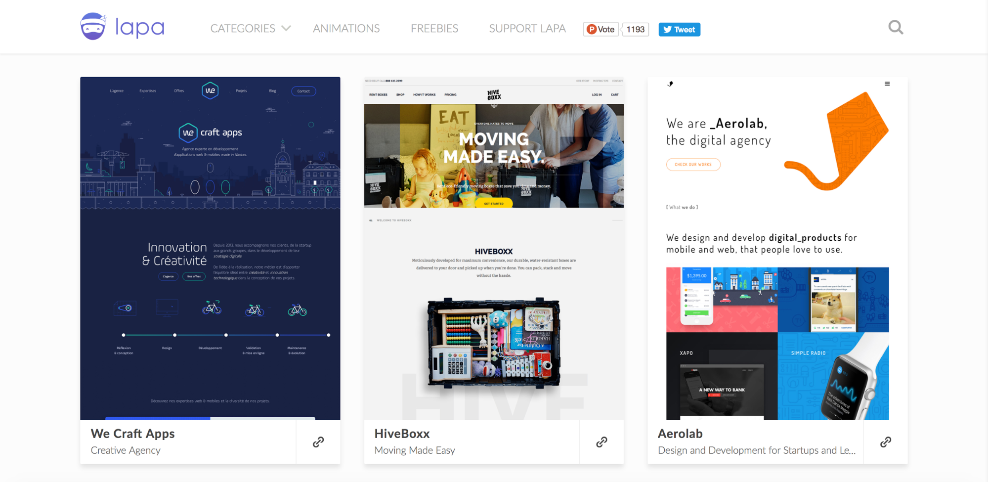 LAPA landing page design inspiration site