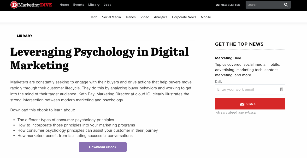 Ebook landing page