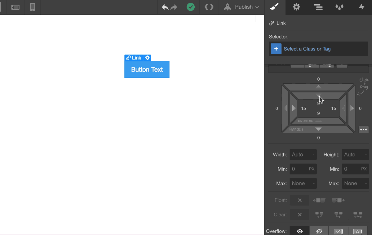 As you style an element, we'll create a class automatically.