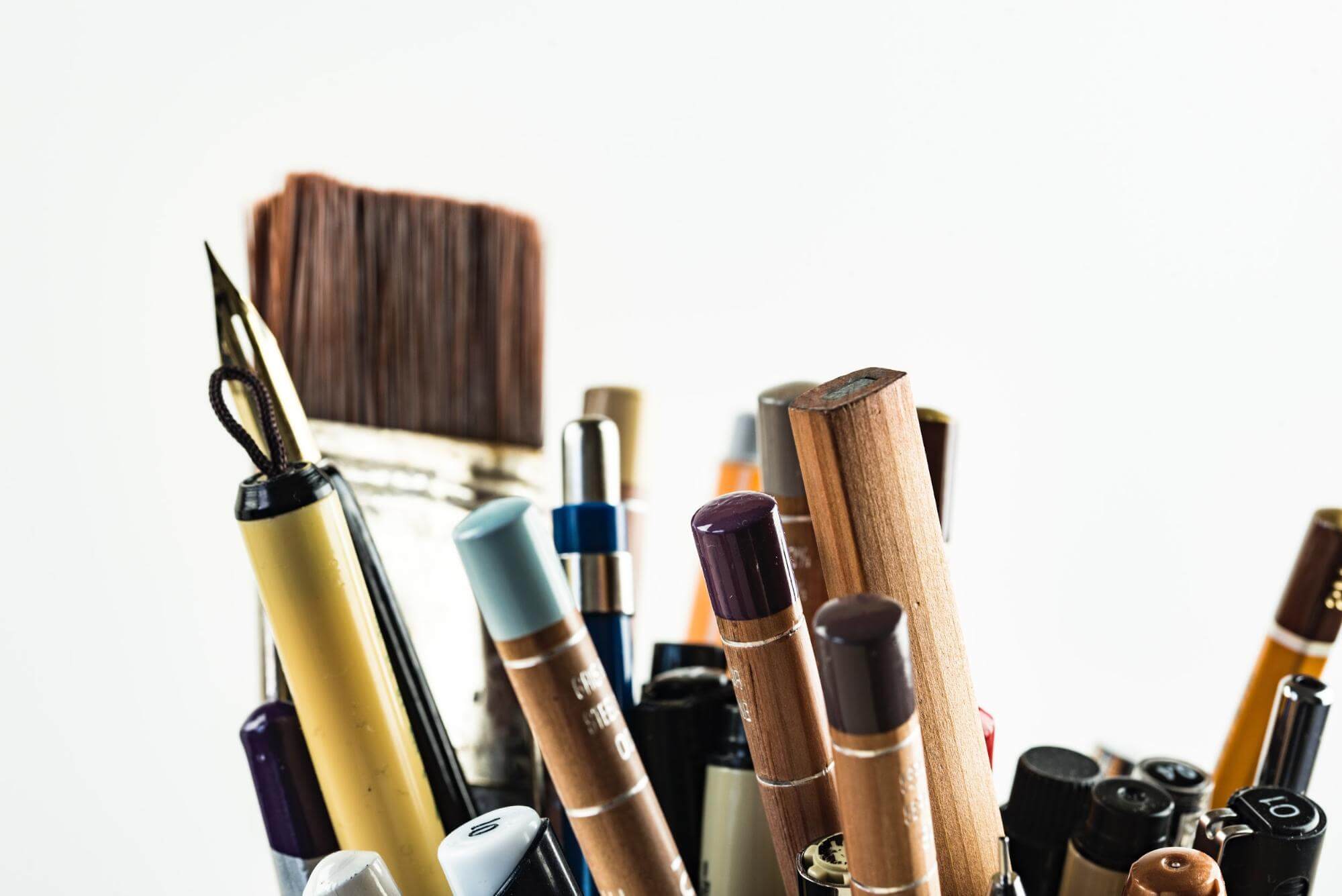 Assorted art supplies