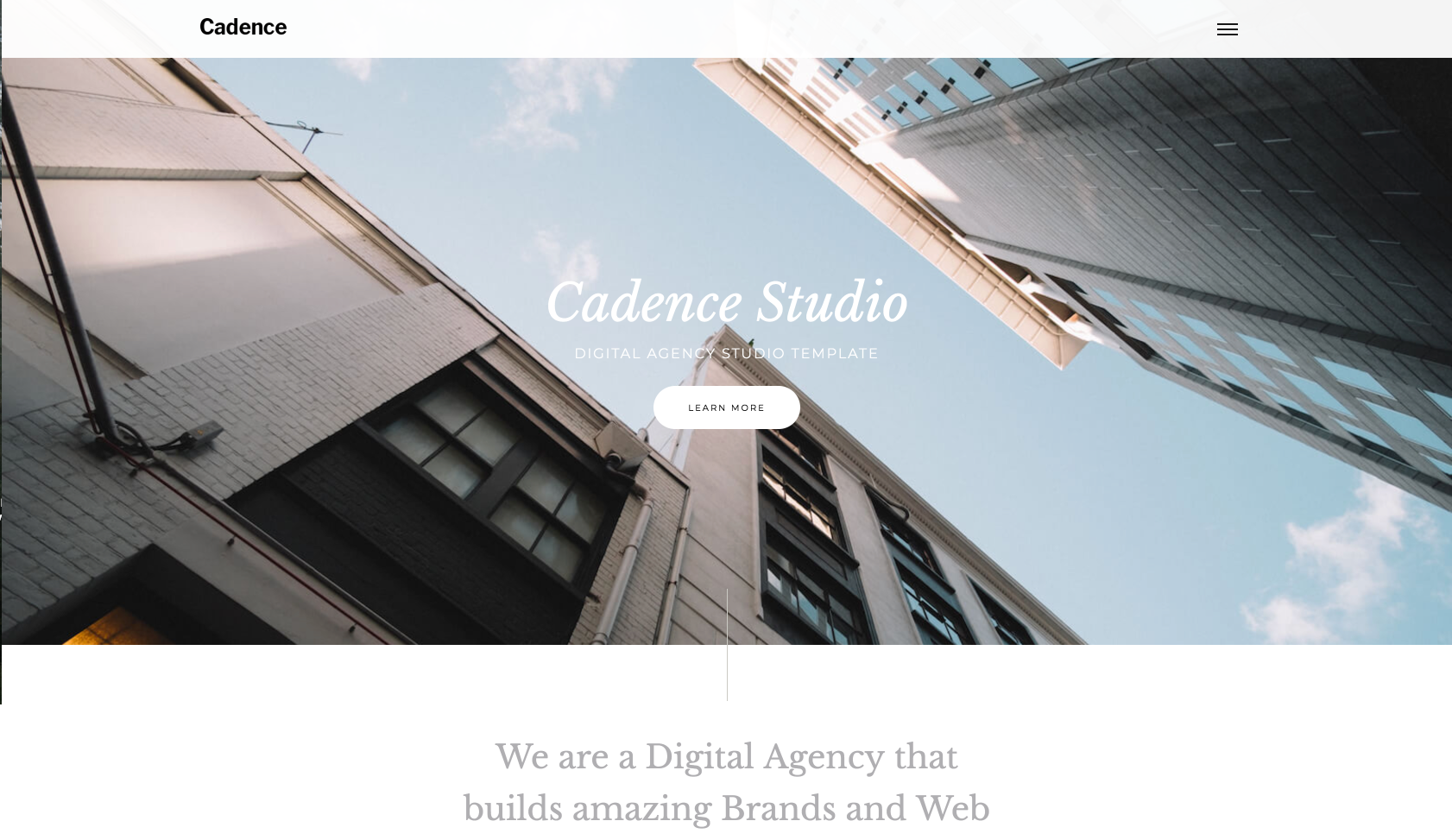 Homepage for Webflow template called Cadence.