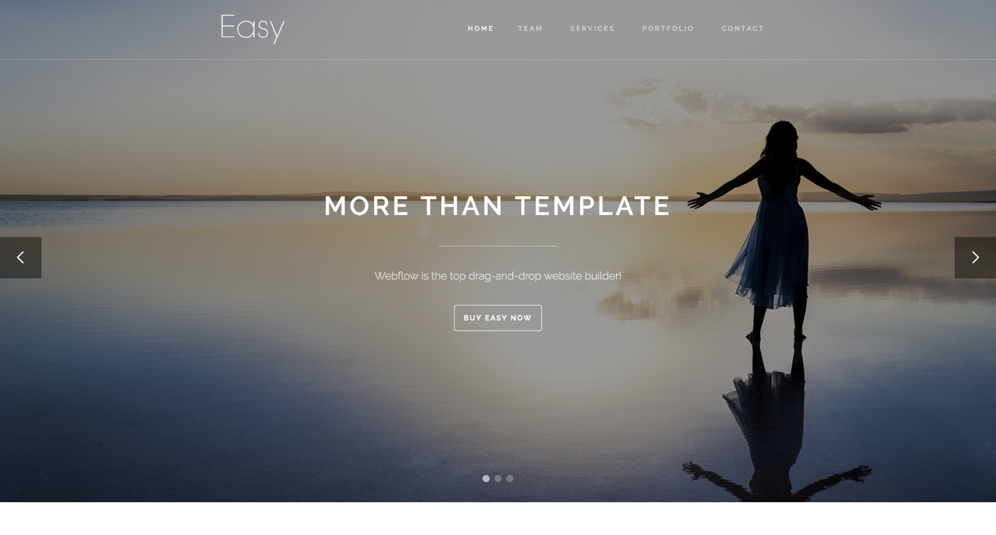 Homepage for Webflow template called Easy.