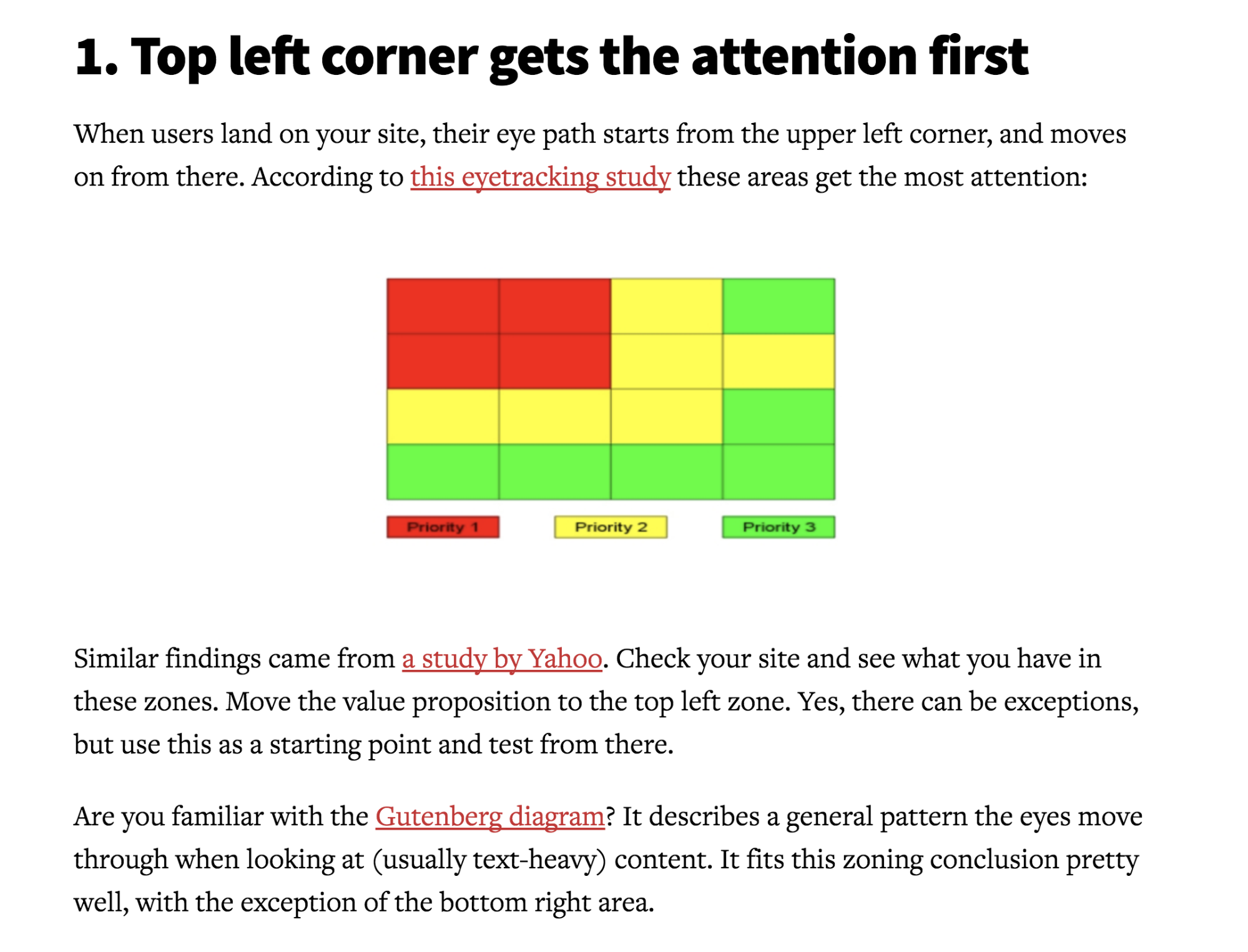 A blog post on ConversionXL featuring a headings and short parapgraphs.
